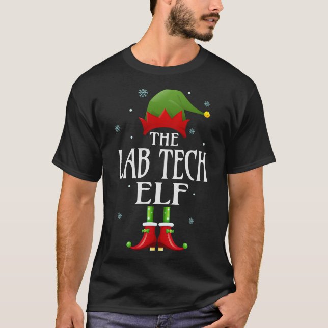 Lab Tech Elf Xmas Funny Family Matching Christmas  T-Shirt (Front)