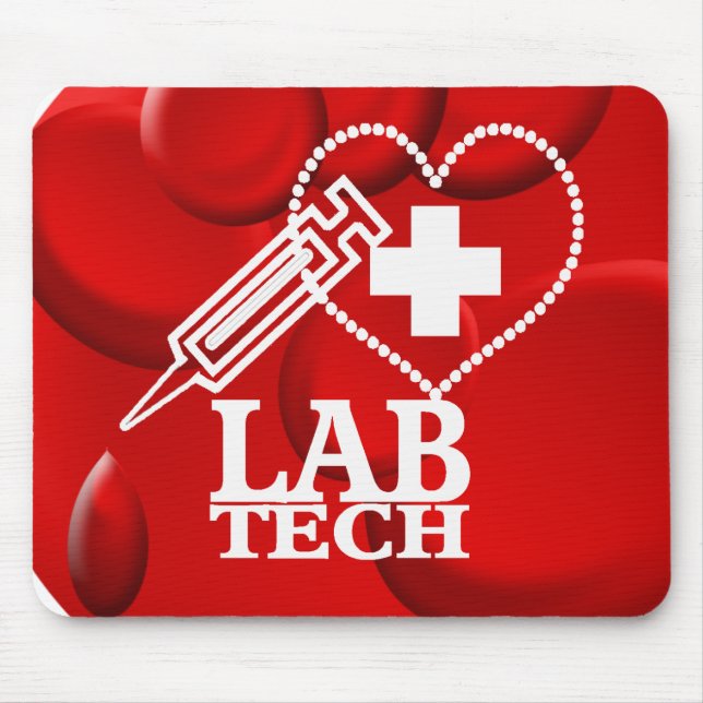 LAB TECH HEART SYRINGE LOGO - LABORATORY SCIENTIST MOUSE MAT (Front)