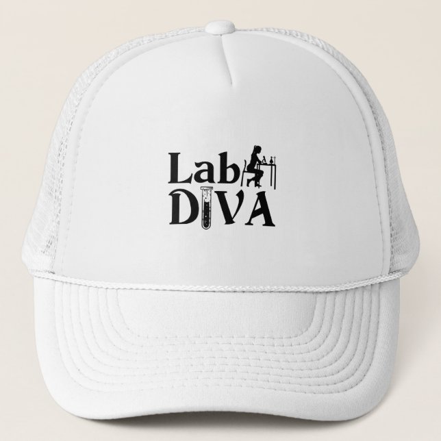 Lab Tech Lab Diva Chemist Laboratory Technician Trucker Hat (Front)