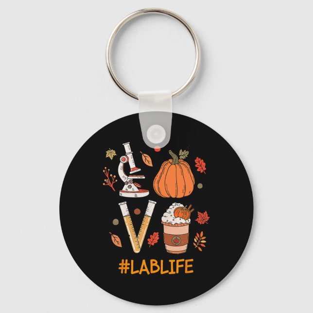 Lab Tech Laboratory Scientist Fall Pumpkin Spice L Key Ring (Front)