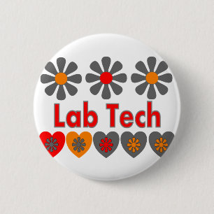 Lab Tech RETRO flowers 6 Cm Round Badge