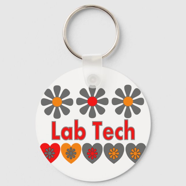 Lab Tech RETRO flowers Key Ring (Front)