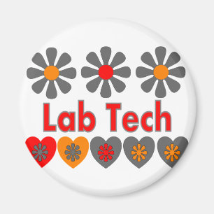 Lab Tech RETRO flowers Magnet