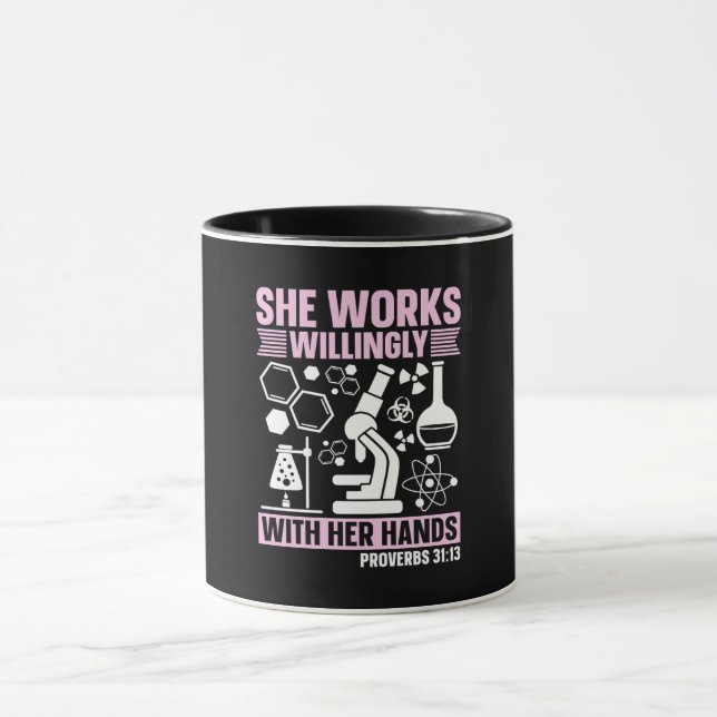 Lab Tech She Works Willingly Laboratory Technician Mug (Center)
