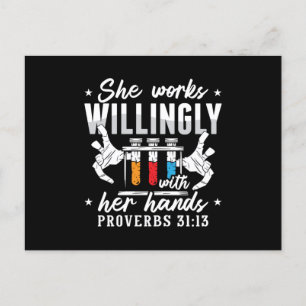 Lab Tech She Works Willingly Laboratory Technician Postcard