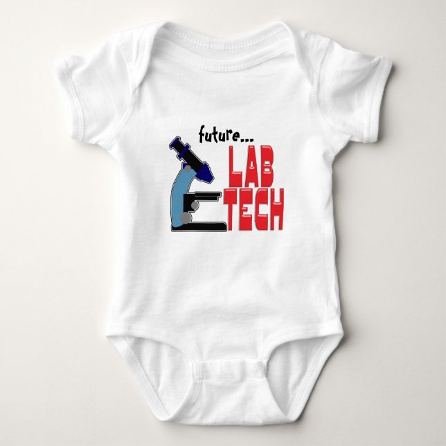 LAB TECH with MICROSCOPE Baby Bodysuit (Front)