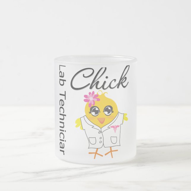 Lab Technician Chick Frosted Glass Coffee Mug (Center)