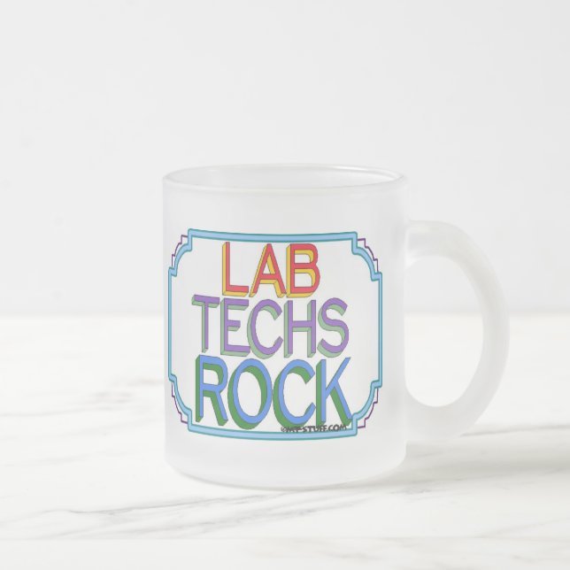Lab Techs Rock Frosted Glass Coffee Mug (Right)