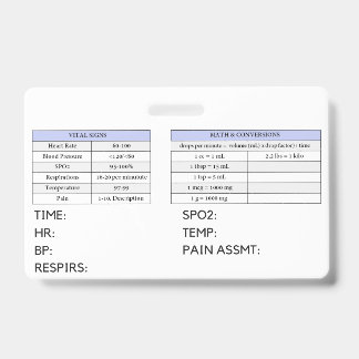 Lab Values  ID Badge