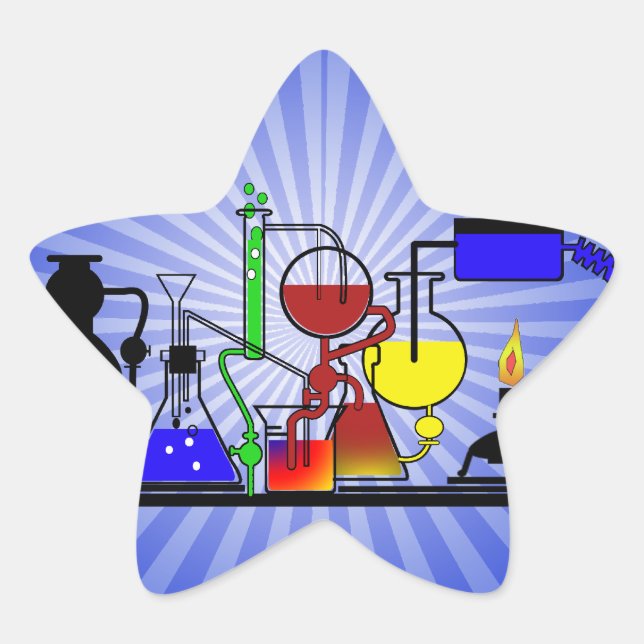 LAB WARE - LABORATORY  GLASSWARE MAD SCIENTIST STAR STICKER (Front)