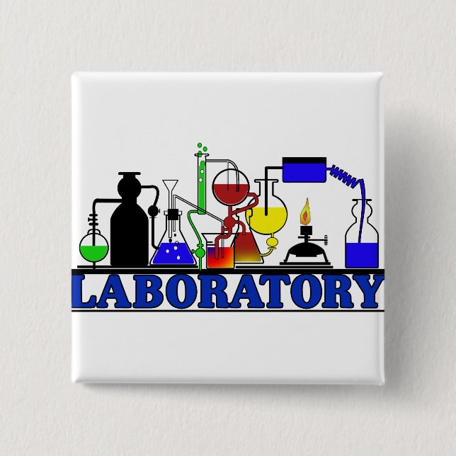 LAB WARE - LABORATORY GLASSWARE SETUP 15 CM SQUARE BADGE (Front)