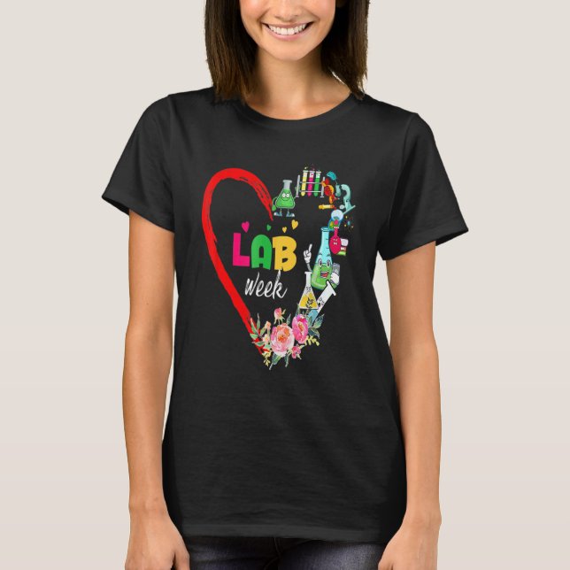 Lab Week 2022 Laboratory Tech Heart  Technologist  T-Shirt (Front)