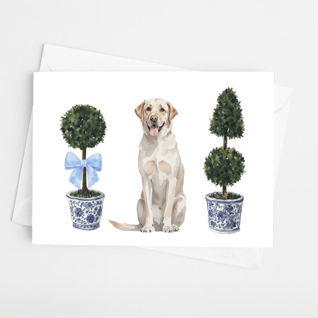 Lab - Yellow Lab Watercolor Dog Puppy Chinoiserie  Card (Creator Uploaded)