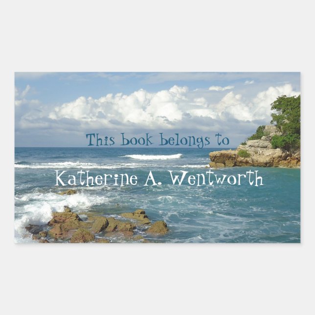 Labadie Seascape Personalised Bookplate Rectangular Sticker (Front)
