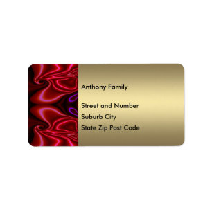 Label Abstract Faux Silk Red Purple on Gold