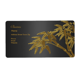 Label Address Business Black Gold Bamboo