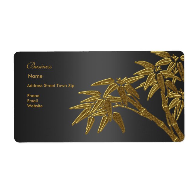 Label Address Business Black Gold Bamboo (Front)