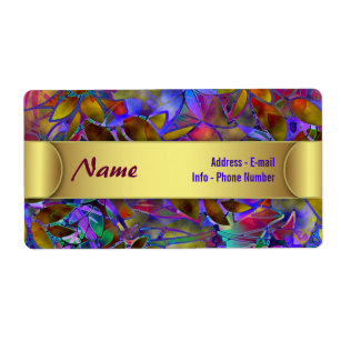 Label Floral Abstract Stained Glass