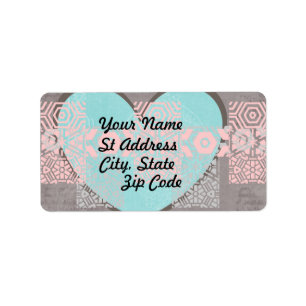 Label, Grey, and White, Blue Heart, Pink Grunge Label
