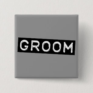 Label Groom 15 Cm Square Badge