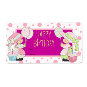 Label Kids Gift Tag Birthday Pink