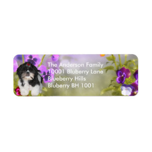 Label Return Address Shih Tzu & Flowers