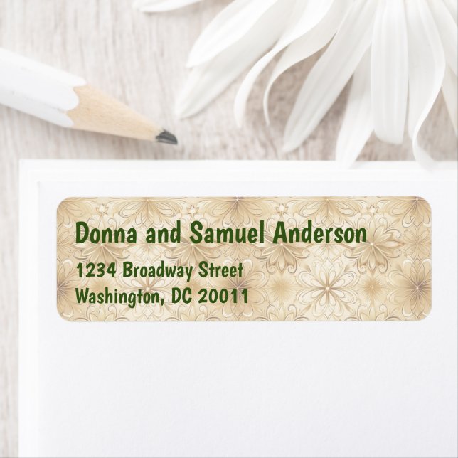 Label to Holiday Letter with Photo - Gold Floral (Insitu)
