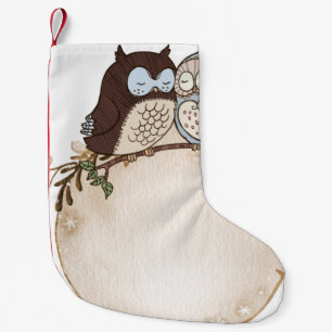 Label watercolor owl cute tag small christmas stocking