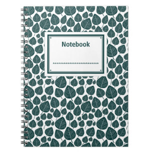 Labelled - Dark Moss Green on White Notebook