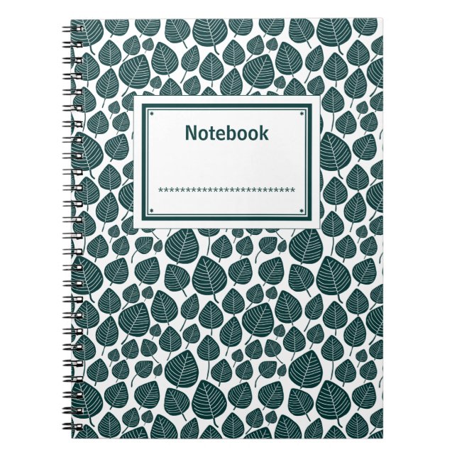 Labelled - Dark Moss Green on White Notebook (Front)