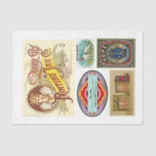 labels 11 10x15 Vintage Decoupage Tissue Pape Paper