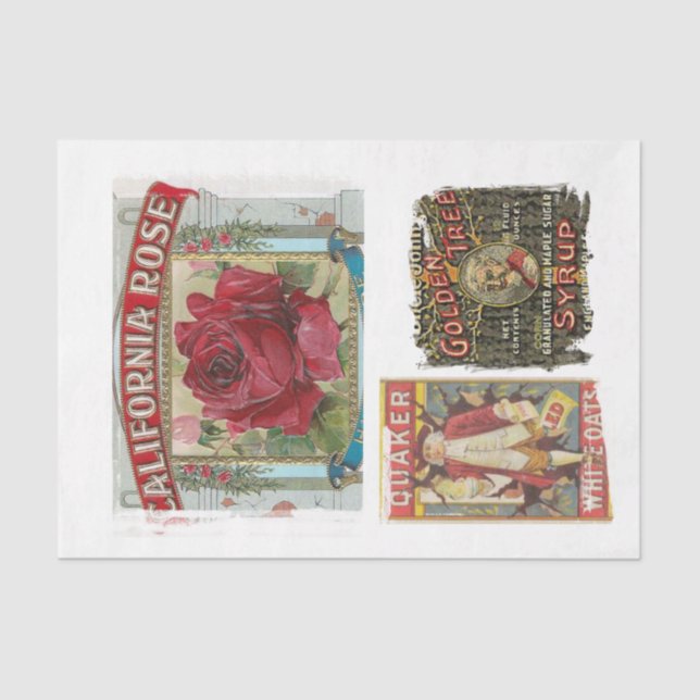 labels 18 10x15 Vintage Food Decoupage  Tissue Paper (Front)
