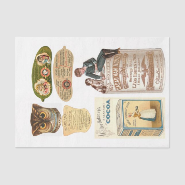labels 19 10x15 Vintage Food Decoupage Tissue Paper (Front)
