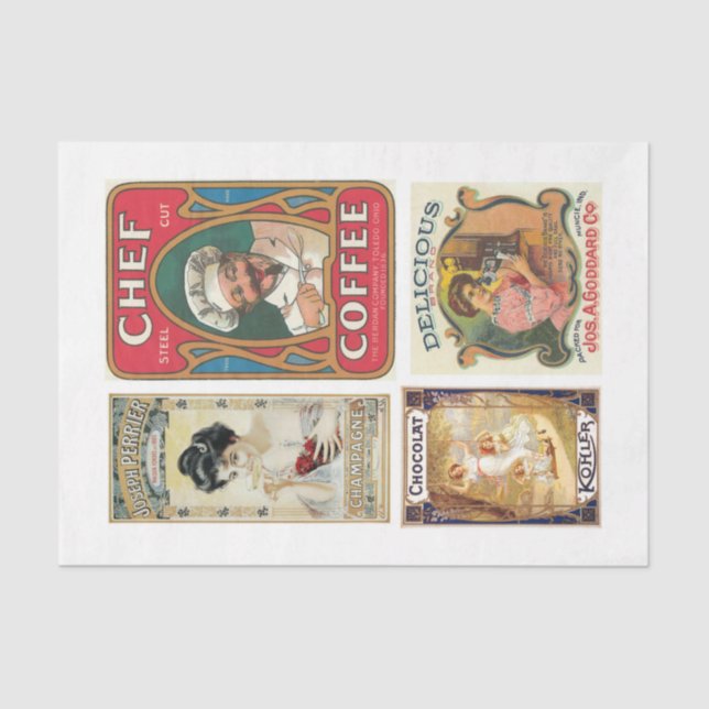 labels 20 10x15 Vintage Food Decoupage Tissue Paper (Front)