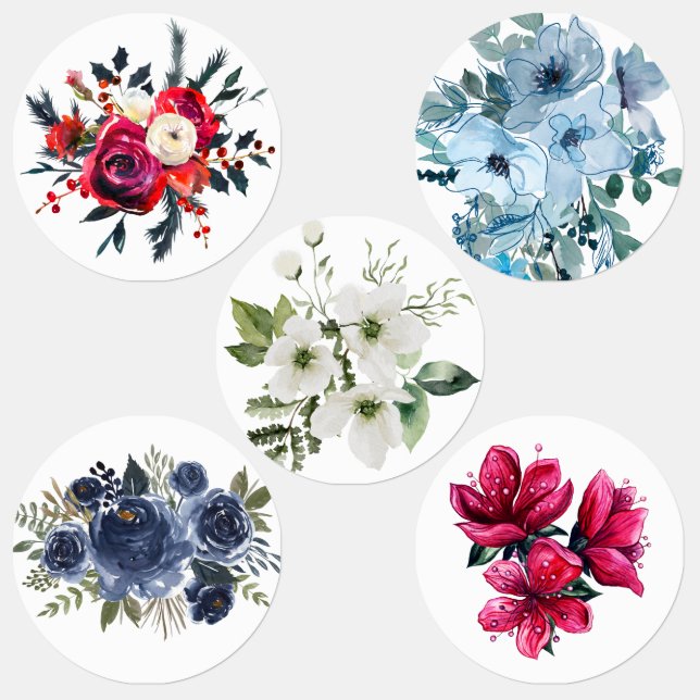 Labels - bright watercolor flowers (Group)