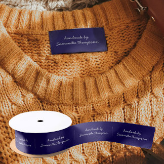 Labels Clothing Tags Handmade Items Script Blue Satin Ribbon