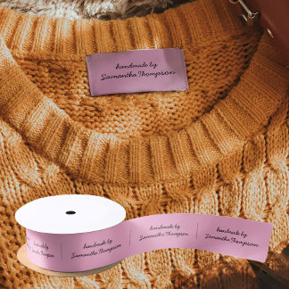 Labels Clothing Tags Handmade Items Script Pink Satin Ribbon