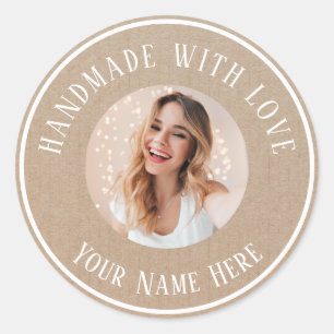 Labels handmade with love custom name text photo