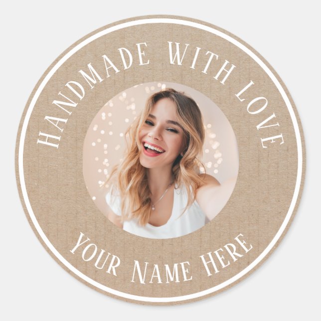 Labels handmade with love custom name text photo (Front)