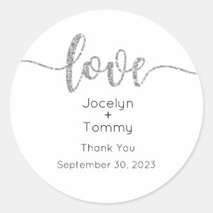 Labels, Script, Love Classic Round Sticker