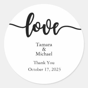 Labels, Script, Love Classic Round Sticker