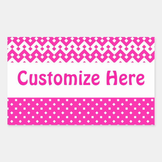 Labels to Customise, Candy Pink Geometric Pattern (Front)