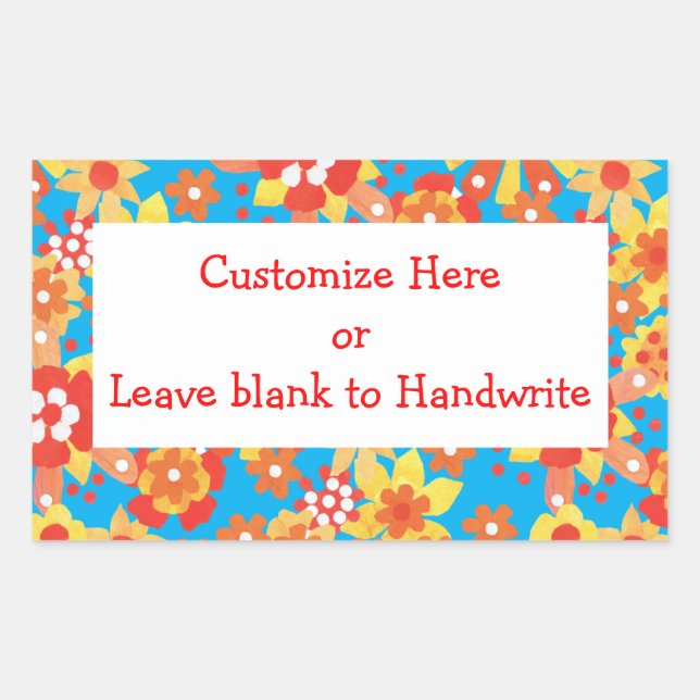 Labels to Customise, Ditsy Orange Floral Pattern (Front)