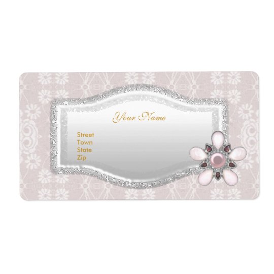 Labels Wedding Address Elegant Lace Silver Floral