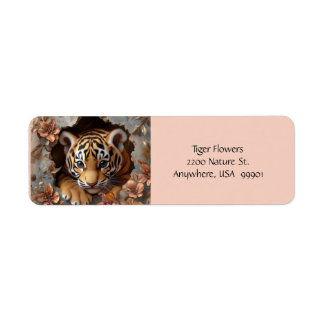 Labels with Adorable Tiger Cub-Multicolored Floral