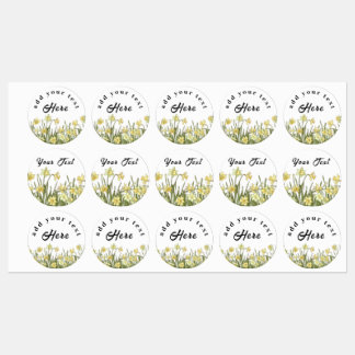Labels with yellow daffodils and a message
