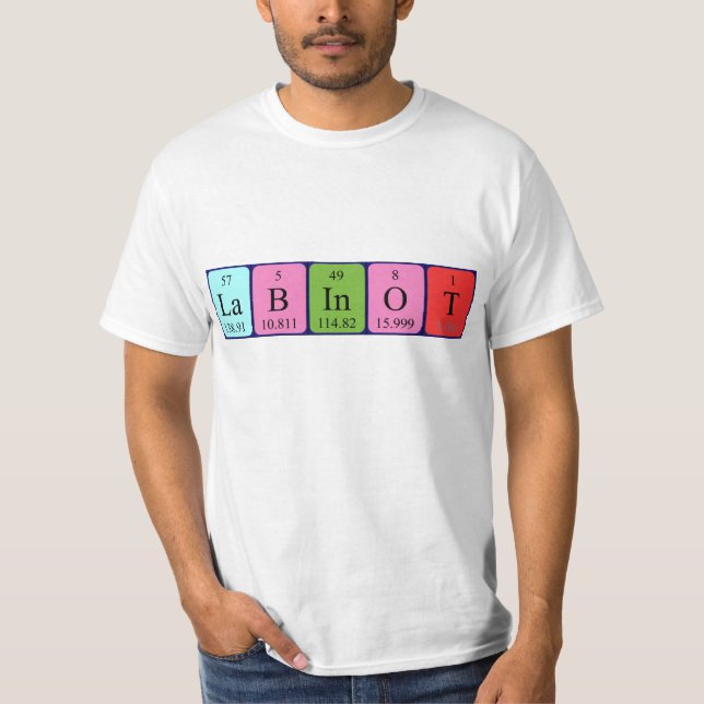 Labinot periodic table name shirt (Front)