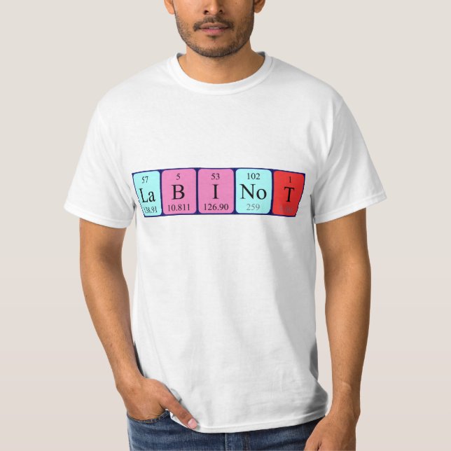 Labinot periodic table name shirt (Front)