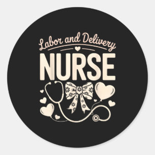 Labor & delivery nurse valentine's day l&d classic round sticker