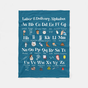 Labor And Delivery Alphabet Nurse New Nurse Gradua Fleece Blanket